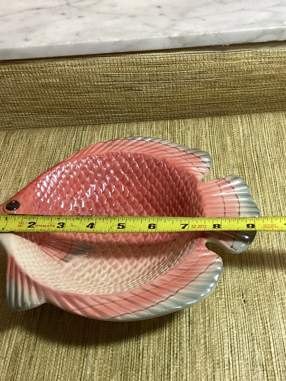 Fitz & Floyd Pink Fish-Shaped Ceramic Bowl - Decorative  Fish Dish